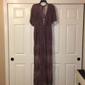 BRAND NEW HAUTE MONDE lace romper maxi